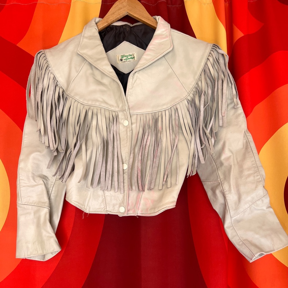 White Leather Tassel Jacket